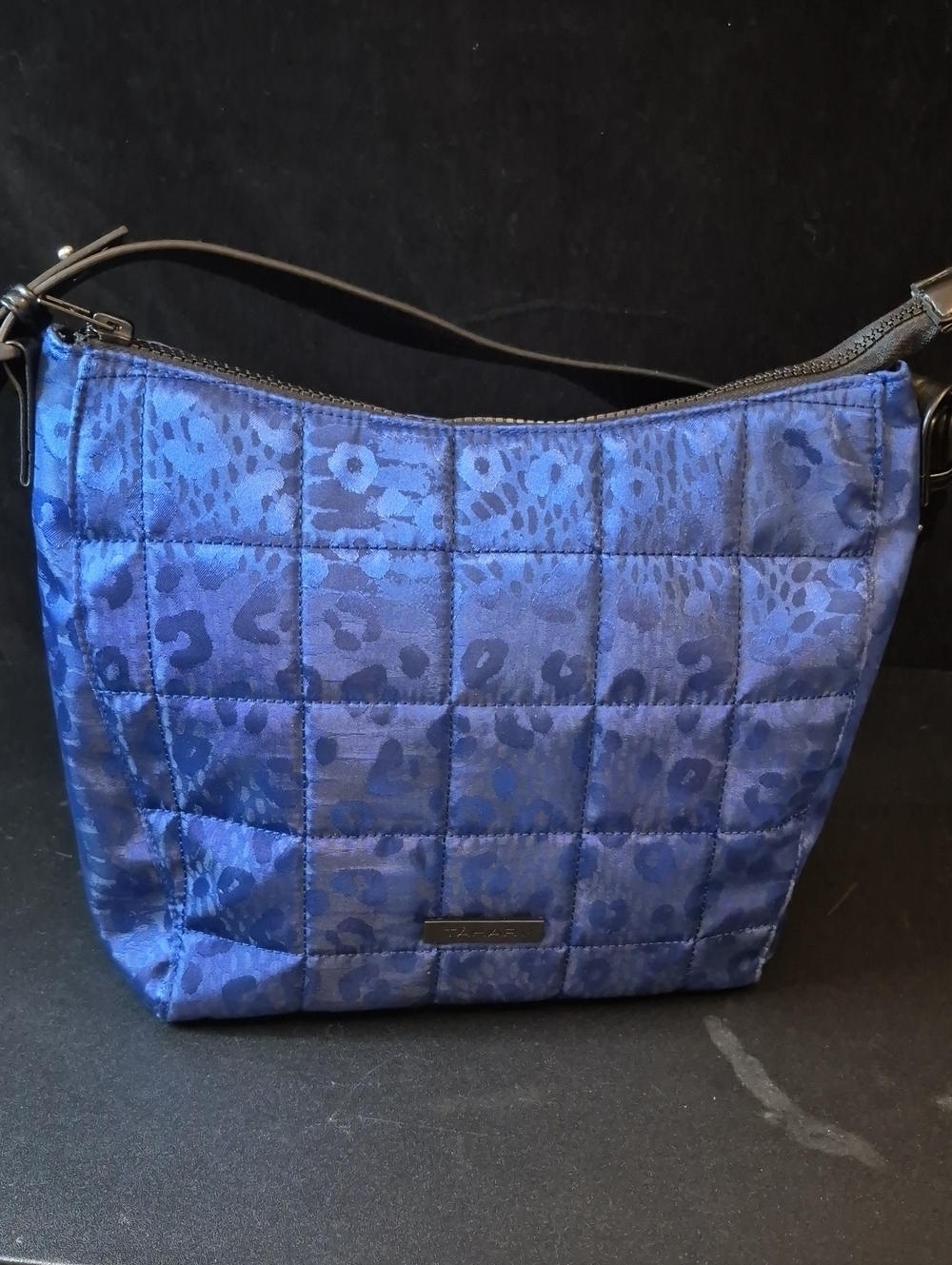 Tahari Blue Leopard Print Shoulder Bag